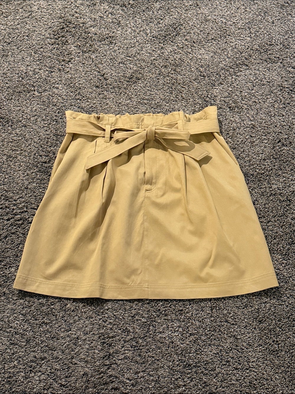 LOFT Mustard Tan Paperbag A-Line Skirt with Tie Waist